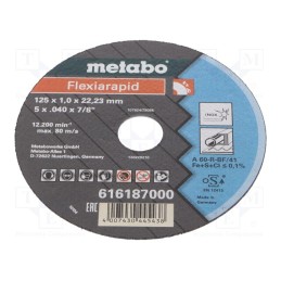 10 pcs : 616187000 - Cutting wheel, Ø: 125mm, Øhole: 22.23mm, Disc thick: 1mm
