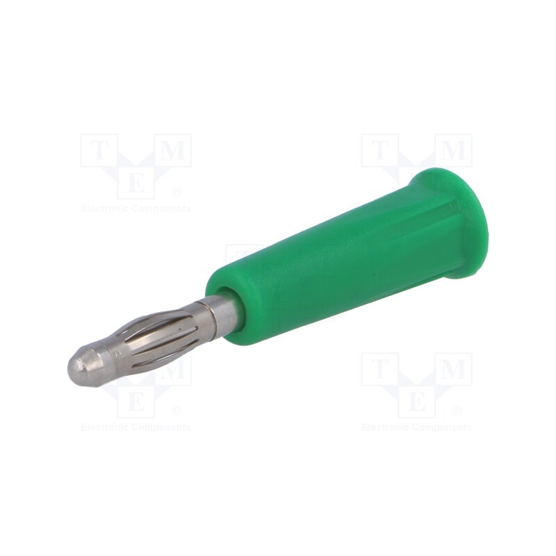 10 pcs : 1010-I-GN - Plug, 4mm banana, 24A, 60VDC, green, non-insulated, on cable