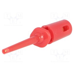 10 pcs : R8-H16F-RED - Clip-on probe, hook type, 0.3A, 60VDC, red, Grip capac: max.1.1mm