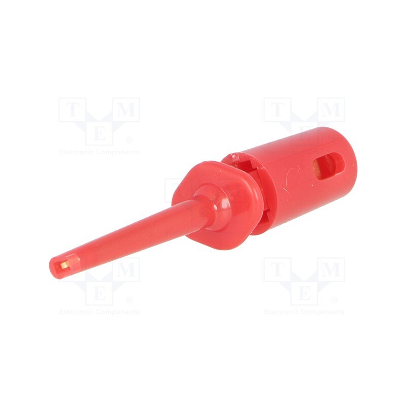 10 pcs : R8-H16F-RED - Clip-on probe, hook type, 0.3A, 60VDC, red, Grip capac: max.1.1mm