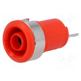10 pcs : - Socket, 4mm banana, 10A, 60VDC, Cutout: Ø12.2mm, red, insulated
