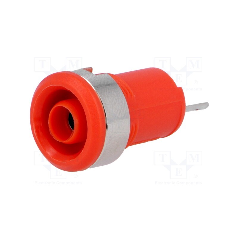 10 pcs : - Socket, 4mm banana, 10A, 60VDC, Cutout: Ø12.2mm, red, insulated