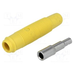 10 pcs : KUN 30 GE - Socket, 4mm banana, 16A, 60VDC, yellow, nickel plated, on cable