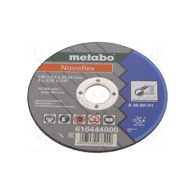 10 pcs : 616444000 - Cutting wheel, Ø: 125mm, Øhole: 22.2mm, Disc thick: 2.5mm, steel