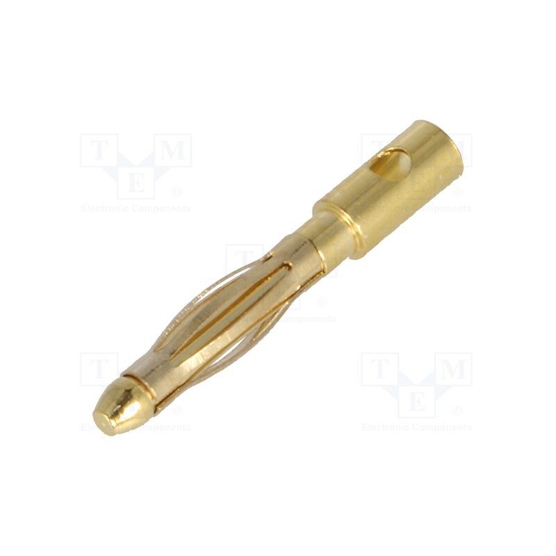 50 pcs : - Plug, 2mm banana, 15A, Contacts: brass gold plated, 18AWG, 1.5mΩ