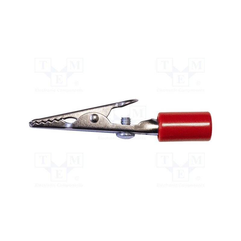 10 pcs : BU-60HS-2 - Crocodile clip, 10A, Grip capac: max.7.9mm, Overall len: 58mm, red