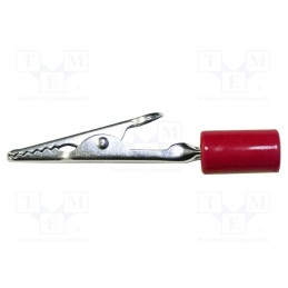 10 pcs : BU-60HPR-2 - Crocodile clip, 10A, Grip capac: max.7.9mm, Overall len: 58mm, red