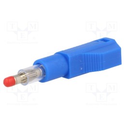 10 pcs : - Plug, 4mm banana, 32A, blue, insulated,with 4mm axial socket