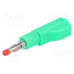 10 pcs : - Plug, 4mm banana, 32A, green, insulated,with 4mm axial socket