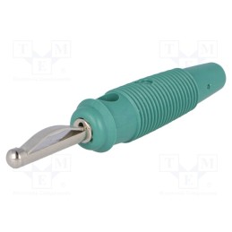 10 pcs : VQ 30 GN - Plug, 4mm banana, 16A, 60VDC, green, 3mΩ, 1.5mm2, nickel plated