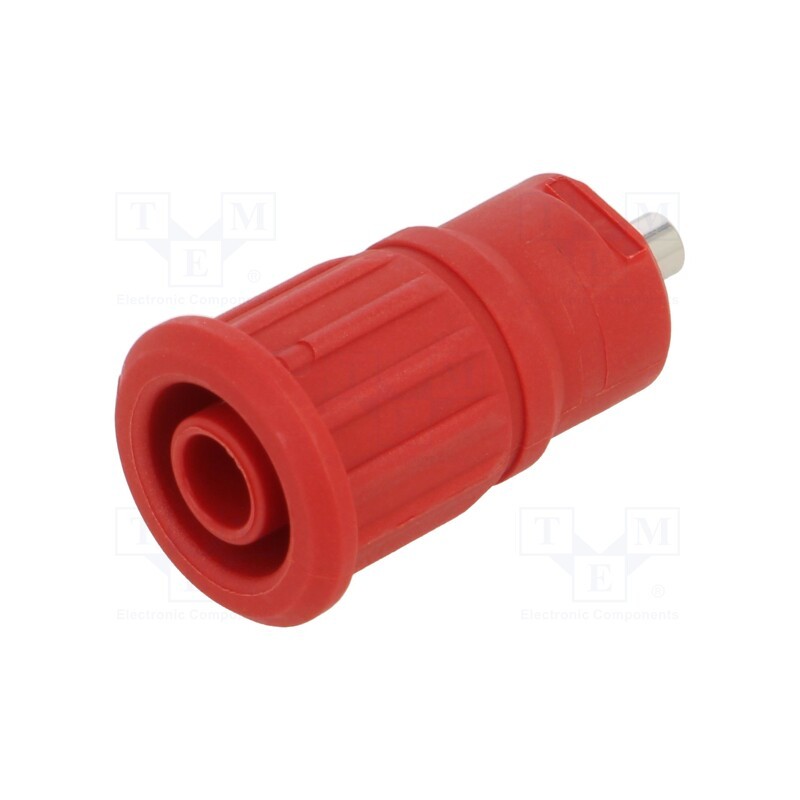 10 pcs : 49.7091-22 - Socket, 4mm banana, 24A, 1kV, red, nickel plated, on panel