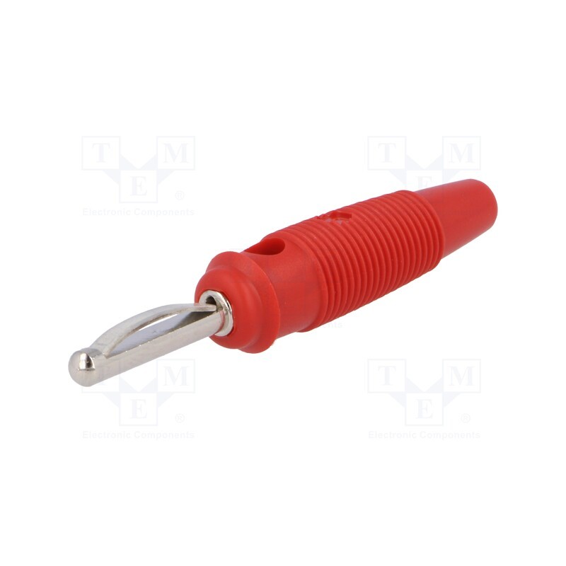10 pcs : VQ 30 RT - Plug, 4mm banana, 16A, 60VDC, red, 3mΩ, 1.5mm2, nickel plated