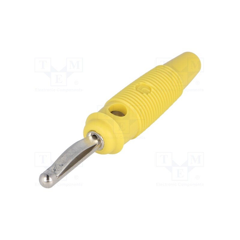 10 pcs : VQ 30 GE - Plug, 4mm banana, 16A, 60VDC, yellow, 3mΩ, 1.5mm2, nickel plated