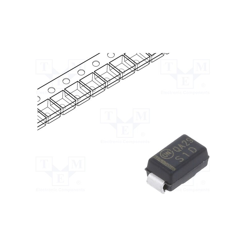 50 pcs : S1D - Diode: rectifying, SMD, 200V, 1A, 1.8us, SMA, Ufmax: 1.1V, Ifsm: 30A