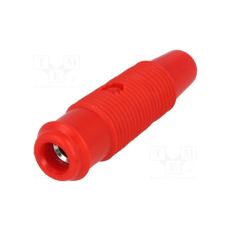 10 pcs : - Adapter, 4mm banana, red, banana 4mm socket