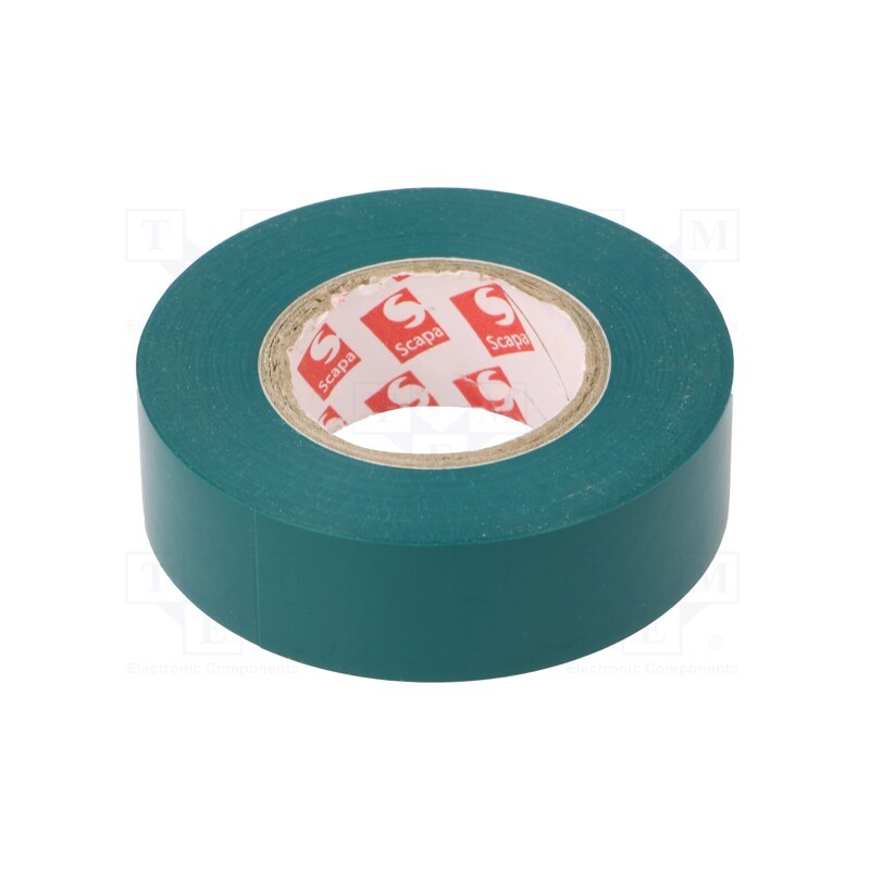 10 rol : TAŚMA 2702 19MM/20M ZIELONA - Tape: electrical insulating, W: 19mm, L: 20m, Thk: 130um, green, 180%