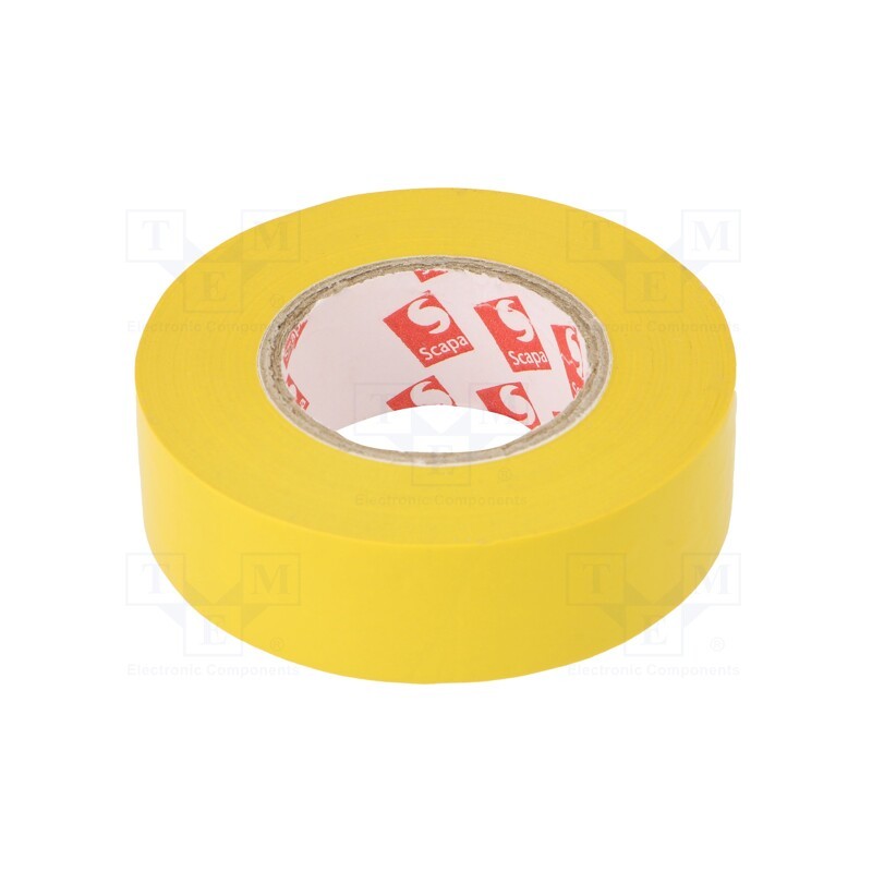 10 rol : TAŚMA 2702 19MM/20M ŻÓŁTA - Tape: electrical insulating, W: 19mm, L: 20m, Thk: 130um, yellow