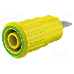 10 pcs : 49.7079-20 - Socket, 4mm banana, 24A, 1kV, Cutout: Ø12.2mm, yellow-green, brass