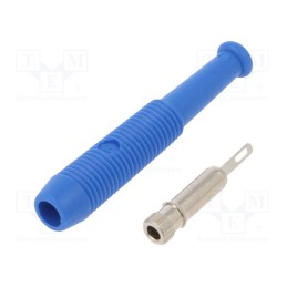 10 pcs : MKU 1 BL - Socket, 2mm banana, 6A, 60VDC, Overall len: 39mm, blue, on cable