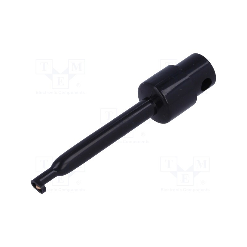 10 pcs : - Clip-on probe, hook type, 3A, 60VDC, black, Grip capac: max.1.6mm