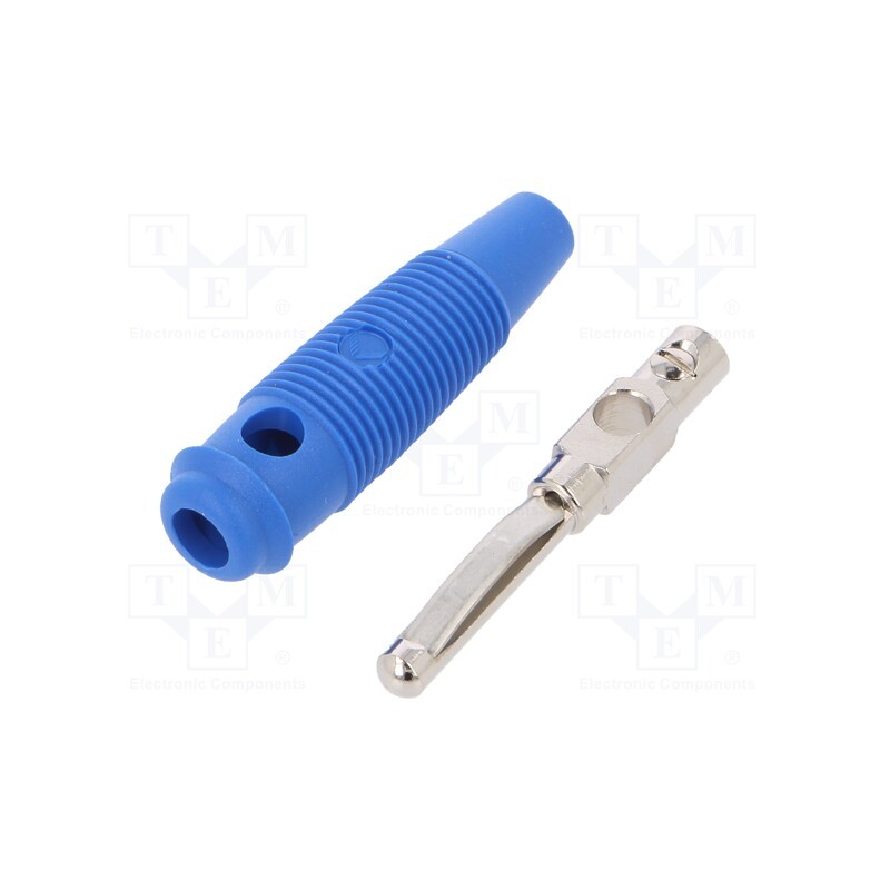 10 pcs : VQ 20 BL - Plug, 4mm banana, 16A, 60VDC, blue, 3mΩ, 1.5mm2, nickel plated