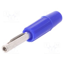10 pcs : 550-0200 - Plug, 4mm banana, 10A, 60VDC, blue, non-insulated, for cable, 10mΩ