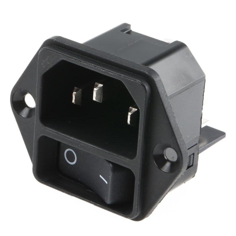 1 pcs - Schurter C14 Panel Mount IEC Connector Male, 12A, 250 V