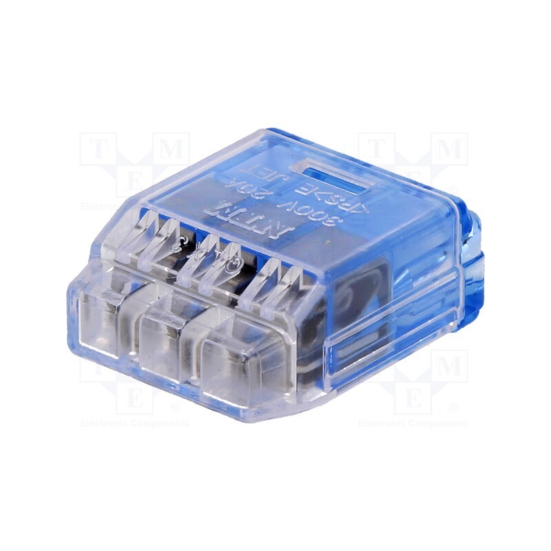 50 pcs : QLX 3-BCL - Quick splice, QLX, spring clamp, 1.5÷2.5mm2, 300V, 20A, blue, 12mm