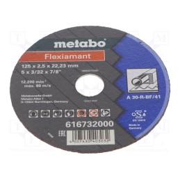 10 pcs : 616732000 - Cutting wheel, Ø: 125mm, Øhole: 22.23mm, Disc thick: 2.5mm, steel