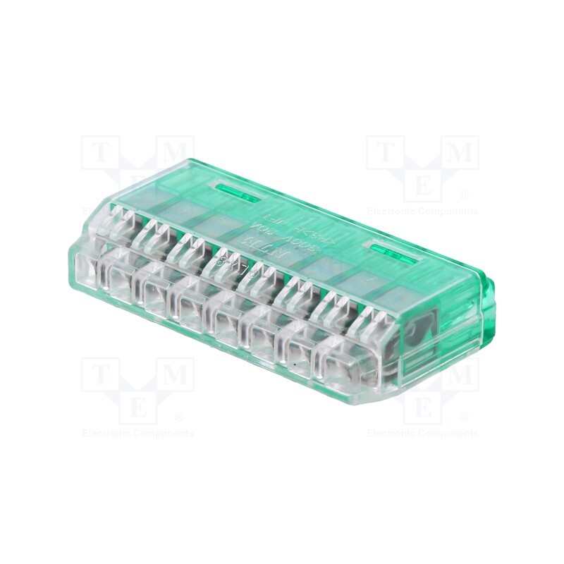 20 pcs : QLX 8-GCL - Quick splice, QLX, spring clamp, 1.5÷2.5mm2, 300V, 20A, green, 12mm