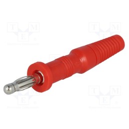 10 pcs : R8-20A-RED - Plug, 4mm banana, 10A, 60VDC, red, non-insulated, Overall len: 60mm
