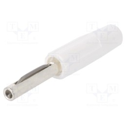 10 pcs : 550-0600 - Plug, 4mm banana, 10A, 60VDC, white, non-insulated, for cable, 10mΩ