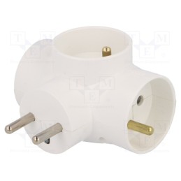 10 pcs : R-31/S - Connector: AC supply, splitter, 2P+PE, white, Output: 3x socket