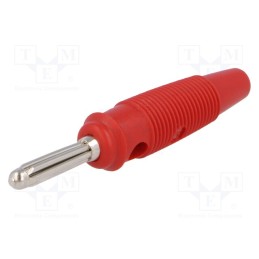 10 pcs : BUELA 30 K RT - Plug, 4mm banana, 30A, 60VDC, red, 3mΩ, 2.5mm2, nickel plated