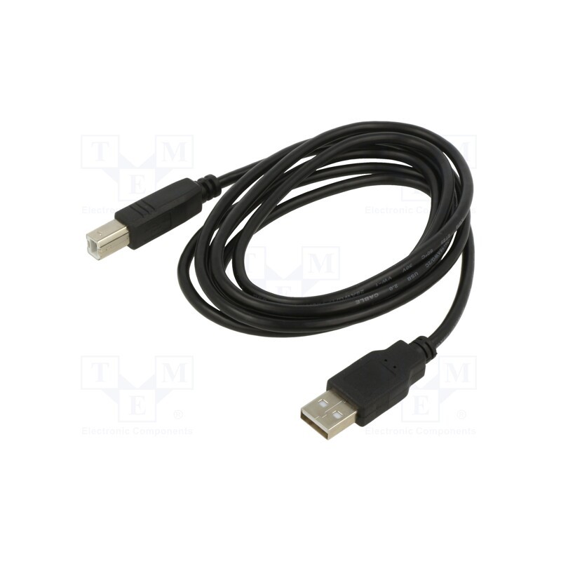 10 pcs : KABUSB2 AB 2M AL-OEM-100 - Cable, USB 2.0, USB A plug,USB B plug, 1.8m, black, Core: Cu, 28AWG