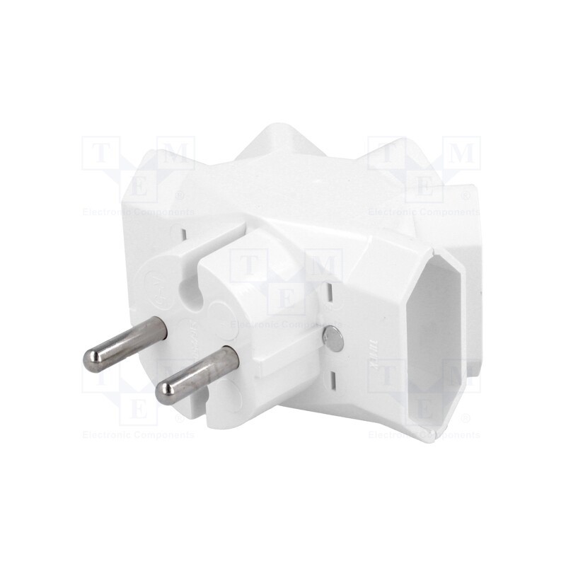 10 pcs : R-5 - Connector: AC supply, splitter, 2P, 250VAC, 6A, Type: flat, white