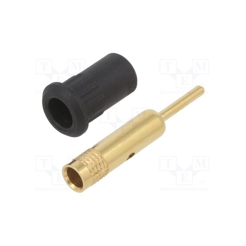 10 pcs : 64.3012-21 - Socket, 4mm banana, 25A, 30VAC, 60VDC, black, gold-plated, on panel