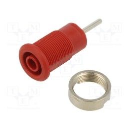 10 pcs : 49.7048-22 - Socket, 4mm banana, 24A, 1kV, L: 35.5mm, red, nickel plated