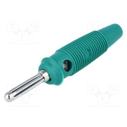 10 pcs : BUELA 30 K GN - Plug, 4mm banana, 30A, 60VDC, green, 3mΩ, 2.5mm2, nickel plated