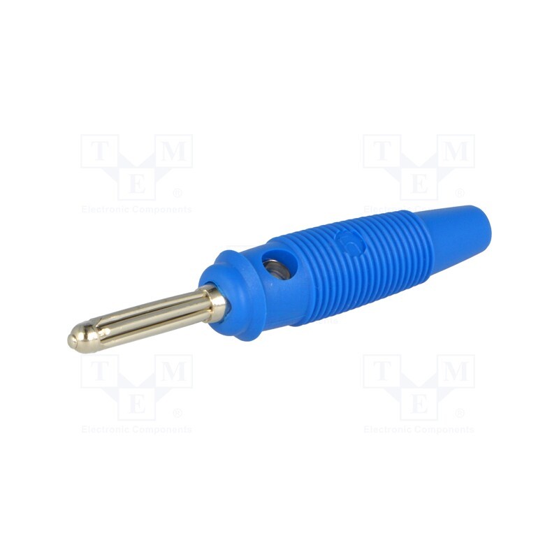 10 pcs : BUELA 30 K BL - Plug, 4mm banana, 30A, 60VDC, blue, 3mΩ, 2.5mm2, nickel plated