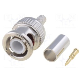 10 pcs : RF1-03-D-01-50 - Plug, BNC, male, straight, 50Ω, crimped, for cable, POM, gold-plated