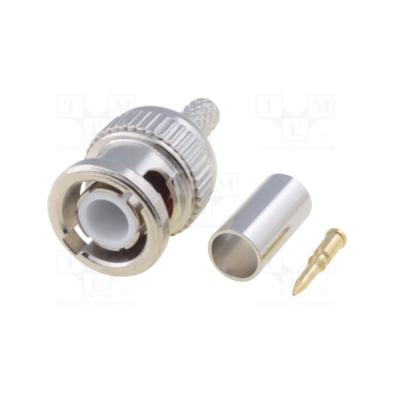 10 pcs : RF1-03-D-01-50 - Plug, BNC, male, straight, 50Ω, crimped, for cable, POM, gold-plated