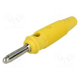 10 pcs : BUELA 30 K GE - Plug, 4mm banana, 30A, 60VDC, yellow, 3mΩ, 2.5mm2, nickel plated