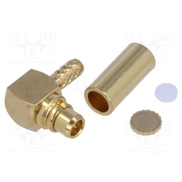 10 pcs : RF12-08A-T-21-50-G - Plug, MMCX, male, angled, 50Ω, RG178U, soldering,crimped, for cable