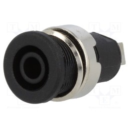 10 pcs : - Socket, 4mm banana, 32A, black, nickel plated, on panel, insulated