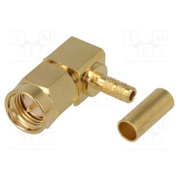 10 pcs : RF2-01A-02-50-G - Plug, SMA, male, angled 90°, LMR100,RG174,RG316, crimped, PTFE