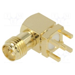 10 pcs : RF2-03-T-00-50-G-RP - Socket, RP-SMA, male, angled 90°, THT, on PCBs, PTFE, gold-plated