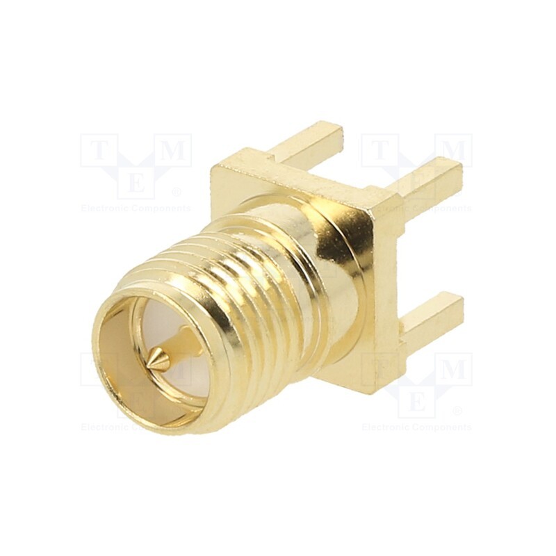 10 pcs : RF2-04-T-00-50-RP-G - Socket, RP-SMA, male, straight, THT, on PCBs, PTFE, gold-plated