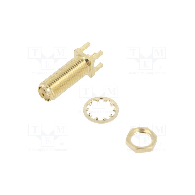 10 pcs : RF2-152-T-00-50-G-HDW - Socket, SMA, female, straight, THT, for panel mounting, PTFE