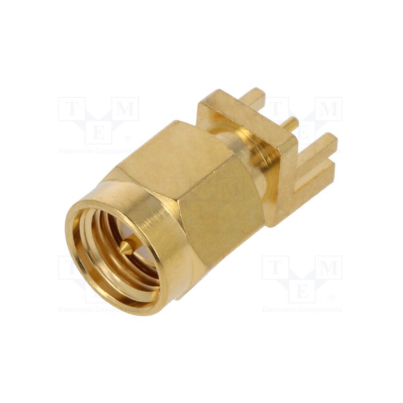 10 pcs : RF2-154-T-17-50-G - Socket, SMA, male, straight, THT, on PCBs, PTFE, gold-plated